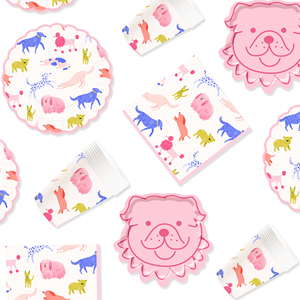 DAMAI Pink Cute <b>Dog</b> Theme Birthday Party Tableware Set Include <b>Dog</b> Model Paper Plate and Cup for <b>Dogs</b> Party <b>Table</b> Decorations - Product Image 2