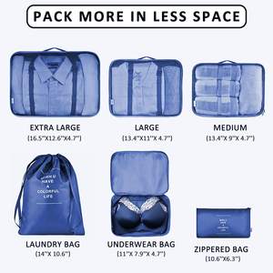 Set Organizer Tas Penyimpanan Pakaian Perjalanan 6 Pcs dalam 1 Bungkus Kain Twill, Laris Manis - Product Image 3