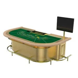 YH 2.6*1.5m Good Quality Golden Base Customize Baccarat Poker Table Felt With Dealer Tray