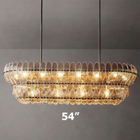 Lustre moderne de luxe de 54 pouces, grand luminaire suspendu pour îlot de cuisine, salle à manger, lustre linéaire en verre transparent