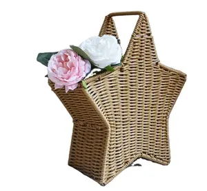 Natural Eco-Friendly Handmade Willow PP Rattan Tecido Cestas De Piquenique Cestas PP Rattan Vime Estrela