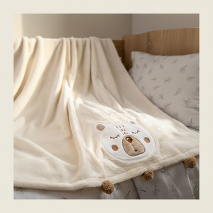 Manta de bebé de felpa de dibujos animados con pompón bordado regalo para niños bebé niños - Product Image 1