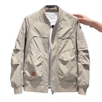 Blouson Bomber Homme Tendance pour l'Automne – Veste Décontractée de Travail avec Fermeture Éclair et Logo Avant, en Toile Coupe-Vent, Style Polyvalent
