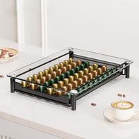 Tiroir de rangement pour capsules de café avec dessus en verre, support en fer pour dosettes Nespresso, organisateur de rangement pour la cuisine