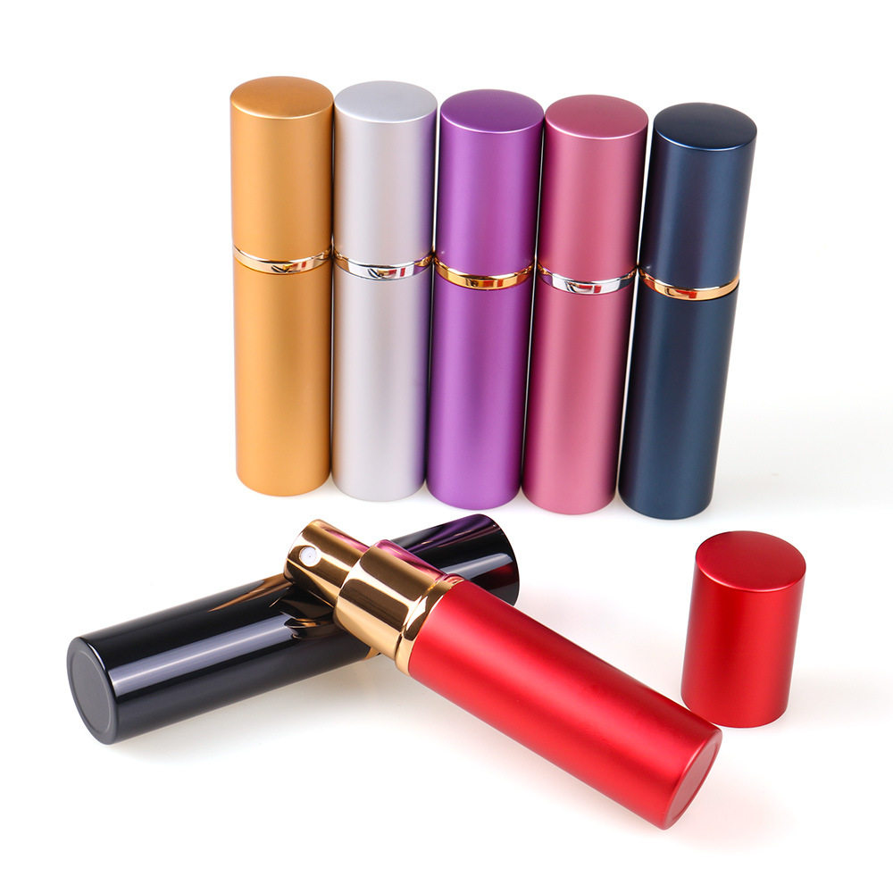 10ml high-grade cylinder lipstick-shaped anodized Aluminum Glass perfume bottles spray bottles cosmetics portable travel bottle
