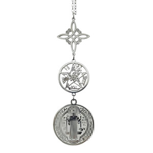 Cadena <span class=keywords><strong>de</strong></span> bambú <span class=keywords><strong>de</strong></span> acero inoxidable con triple colgante, grabado a doble cara, pentagrama <span class=keywords><strong>de</strong></span> San Benito, regalo <span class=keywords><strong>de</strong></span> bruja, superventas transfronterizo - Product Image 5