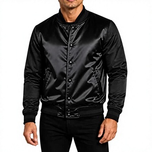 Veste d'hiver unisexe en satin côtelé tricoté avec logo brodé du club Top Ten, 100% polyester noir de haute qualité, col et poignets personnalisés - Product Image 1