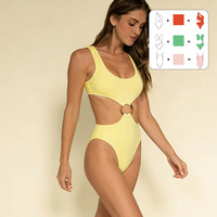 Traje de Baño Monokini de Una Pieza con Corte en O para Mujer, Personalizado OEM ODM, de Secado Rápido, Resistente al Cloro, Sostenible, Venta al Por Mayor