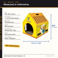 Maison à gratter pour chat en carton, motif guitare, design toit incliné, pour chats d'intérieur, vente en gros, direct usine