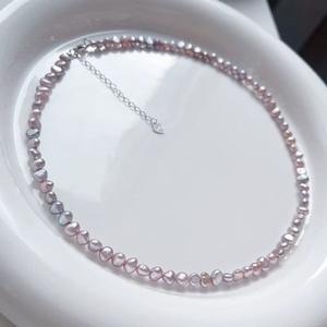 สร้อยคอมุกน้ำจืดธรรมชาติสไตล์บาโรกสุดหรูสำหรับผู้หญิง สีชมพูม่วงอ่อน หายาก โดดเด่น พร้อมสายคล้องคอแบบนิช - Product Image 1