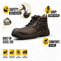 Bottes de travail unisexes AOXIANG avec semelle intermédiaire en acier – Embout en acier anti-perforation, tige en cuir véritable, pour usage en usine et construction