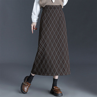 Jupes pour femmes à motif écossais, coupe trapèze, taille haute, longueur cheville, avec ceinture, style preppy, vente en gros, Chine