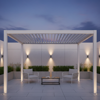 Fußgängerfreundliche, umweltfreundliche 3x4 Aluminium-Motorpergola mit Lamellendach und Weitspannkonstruktion zur Abdeckung von Balkon, Gehwegen und Sitzgelegenheiten