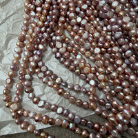 Pierre naturelle de 7-8 mm, métal violet, petite pierre percée sur le côté, polie des deux côtés, forme irrégulière baroque non nucléée, 37 cm de long