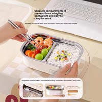 Boîte à lunch isotherme en acier inoxydable 304 à double compartiment, compatible micro-ondes, chauffable, préservant la fraîcheur, résistante aux hautes températures pour