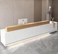 Bureau d'accueil moderne sur mesure effet marbre avec éclairage LED multicolore pour bureau, hôtel, hall d'entrée