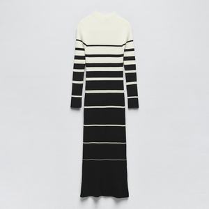 Nouveau pull élégant en tricot rayé pour femme, manches longues, robe pull en tricot pour femme - Product Image 2