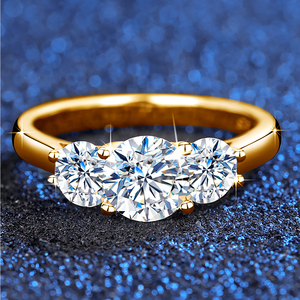 Fabricante <span class=keywords><strong>de</strong></span> Joyería <span class=keywords><strong>de</strong></span> Oro Relleno Anillos <span class=keywords><strong>de</strong></span> Compromiso para Mujer con 3 Diamantes <span class=keywords><strong>de</strong></span> Moissanita Bañados en Oro <span class=keywords><strong>de</strong></span> 14K - Product Image 2