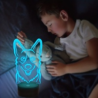 Veilleuse LED Corgi 3D à changement de couleur par contrôle tactile, blanc chaud, en ABS, à brancher, taille moyenne, pour salon