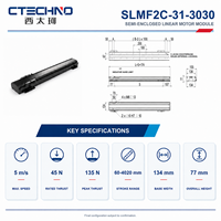 Módulo de Movimiento Lineal Semiencerrado CTECHNO SLMF2C-31-3030, Empuje Nominal de 45 N, Recorrido de 3030 mm para Equipos de Apilamiento de Celdas