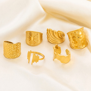 Fashion <b>Rings</b> Stainless Steel 18K Gold Plated Geometric Design For Women Party Jewelry - Product Image 1