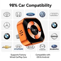 Adaptateur CarPlay USB portable 4-en-1 pour 98% des voitures, compatible avec Android Auto Mirror Link, plug & play