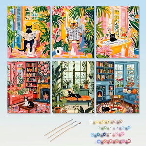 Pintura por Números <span class=keywords><strong>de</strong></span> Gatitos Juguetones, Paquete <span class=keywords><strong>de</strong></span> 6 Mini Kits <span class=keywords><strong>de</strong></span> Pintura al Óleo DIY sobre Lienzo Enmarcado, Arte Acrílico <span class=keywords><strong>de</strong></span> <span class=keywords><strong>Animales</strong></span> Adorables para Decoración del Hogar - Product Image 1