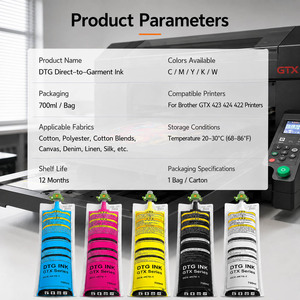 Tinta DTG CMYK Blanca de 700 ml en Bolsa, Salida Suave Sin Obstrucciones, para <span class=keywords><strong>Impresora</strong></span> Textil Brother GTX 400 422 423 424 425 con Chip - Product Image 2