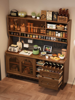 Buffet mural en bois massif de style médiéval vintage, intégré, multifonctionnel, grande capacité de rangement, salon