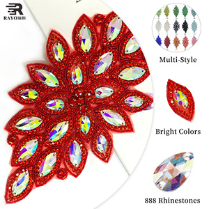 Tissu adhésif strass Appliques accessoires couture à la main perles de verre coupe patchs pour bricolage artisanat vêtements décorations - Product Image 3