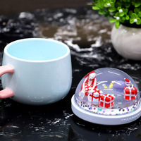 Liquide noël boisson tasse lait thé eau tasse à café dessin animé tasse en céramique avec eau paillettes flotteur neige Globe couvercle