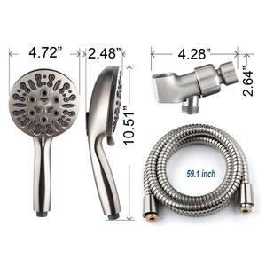 Shower Head Set With High Pressure Spray Massage Rain Bubble Function <b>Brushed</b> Nickel Finish 59 Inch Hose Durable Design - Product Image 2