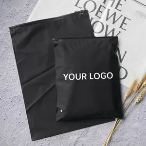 biodegradable compostable black zip lock plastic packaging pvc frosted zipper bags with custom printed for clothing