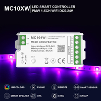 Pengontrol Lampu LED Strip Pintar WiFi MC10XW Tuya Alexa Google Home 2.4G Sinkronisasi Grup 4-Zona DC5-24V DIM CCT RGB RGBW Dimmer Lampu LED Strip