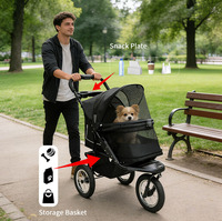 Poussette de jogging pour animaux de compagnie JXB PG8450, 3 roues, légère, pliable, chariot de transport pour chiens de petite et moyenne taille, pour les voyages et les promenades