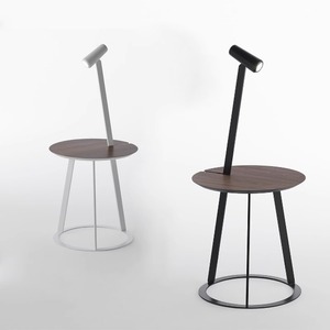Modern Minimalist Floor Lamp With Side Table Black Walnut White Wood LED Light Home Bedroom Living Room Standing Lamp - Product Image 1