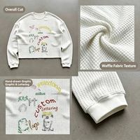 T-shirt ample à manches longues en maille gaufrée pour homme, style streetwear, impression DTG de haute qualité, logo personnalisé, hip-hop