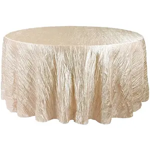 Luxo 120 panos de tabela amassados brilhantes esmagados do poliéster 132 polegadas toalhas de mesa redondas do tafetá para eventos do casamento
