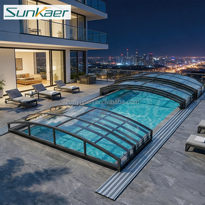 Sunkaer Garantie 10 ans Anti-rouille/UV/pluie/neige Couverture de <span class=keywords><strong>piscine</strong></span> Couverture de <span class=keywords><strong>piscine</strong></span> automatique rétractable - Product Image 2
