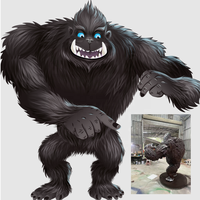 Sculpture de gorille de dessin animé écologique de 2 mètres de haut personnalisable avec texte bilingue arabe/anglais pour la publicité extérieure