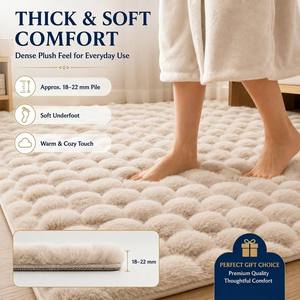 Thick Soft Faux Rabbit Fur Modern Geometric Pattern <strong>Rug</strong> 18 22mm Pile Dense Plush Non Slip Washable - Product Image 1