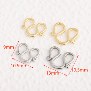 W-Shaped Stainless Steel Jewelry Connector With <b>Hook</b> For Necklace Making Plated Gold Silver Color - Product Image 4