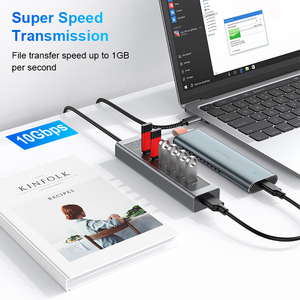 Rshtech 7 Cổng 2 Loại C + 4 <span class=keywords><strong>USB</strong></span> 3.0 + 1 Cổng 3.2 <span class=keywords><strong>10</strong></span> 5Gbps <span class=keywords><strong>Hub</strong></span> Splitter Nhôm Kim Loại Docking Station Cho Máy Tính Xách Tay PC Máy Tính - Product Image 5