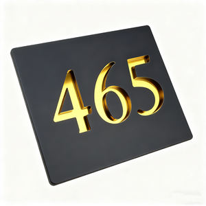 Señal inteligente personalizada de 20xm * 30cm, corte láser, espejo de cobre gris oscuro mate, señal de casa flotante, placa de números de puerta - Product Image 4
