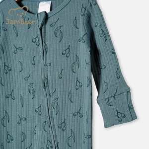 Jambear Baby Zip Romper Winter Newborn Ribbed Sleepsuit Baby Zipper Toddler Footed Organic Cotton Infants Zip Onesie - Product Image 6