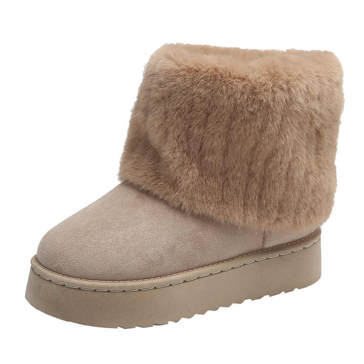 Autumn and winter women fashion casual snow boots suede thick soled mid