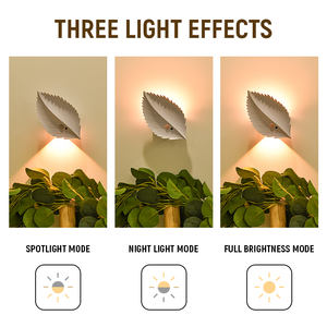 Lampe murale en forme de feuille RGBW à télécommande, capteur de mouvement et rechargeable par USB, lumière de nuit LED à intensité variable pour chambre à coucher, salon - Product Image 5