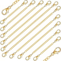 Ensemble de 10 fermoirs mousquetons double extrémité transparents plaqués, chaînes d'extension rondes pour la fabrication de colliers