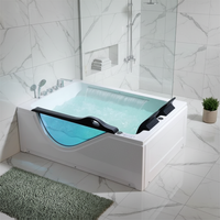 Baignoire autoportante en acrylique pour adultes, profonde, avec douche intégrée, hydromassage, 22 jets, écologique, capacité 2 personnes, pour salle de bain