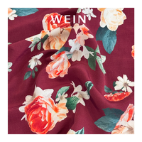 Tela Crepé Koshibo 100% Poliéster B28 Antiestática con Estampado de Flores Rojas para Trajes de Niña para Bodas